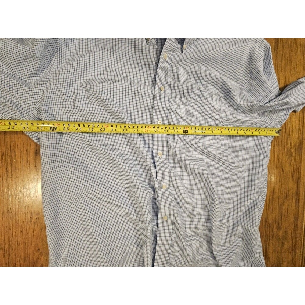 Brooks Brothers Noniron Shirt Men 17 1/2-35 Madison Fit Blue Check Supima Cotton - Picture 6 of 8